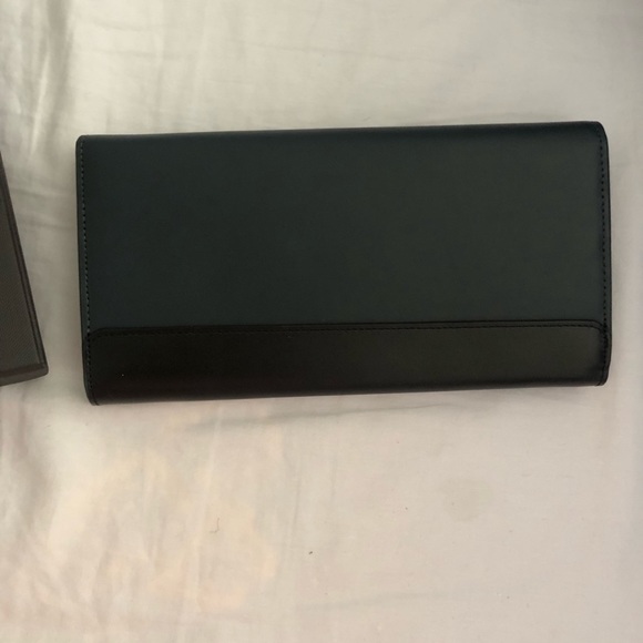 NWT Moleskine Leather Zip Wallet in Black and Navy - Picture 2 of 3